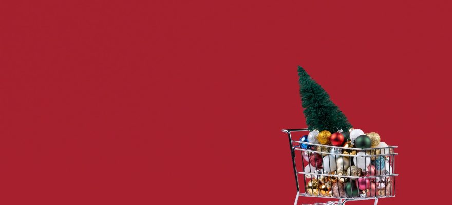 A shopping cart full of groceries