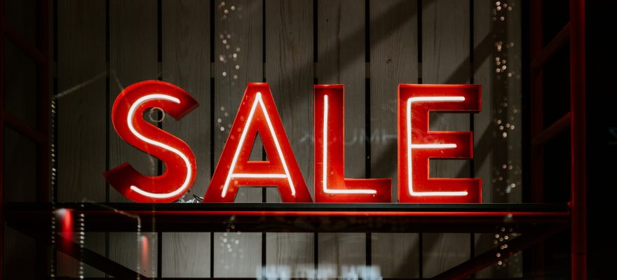 White and red sale LED sign